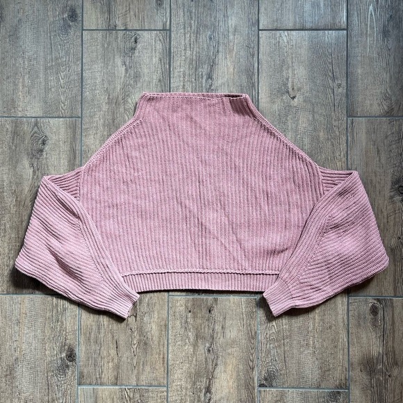 Free People Easy Street Rose Pink Cropped Pullover Sweater Women's Size XS - Picture 1 of 5